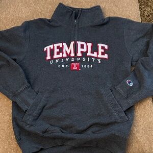 Champion Dark Gray Temple University Men's Zip Up Sweater Small